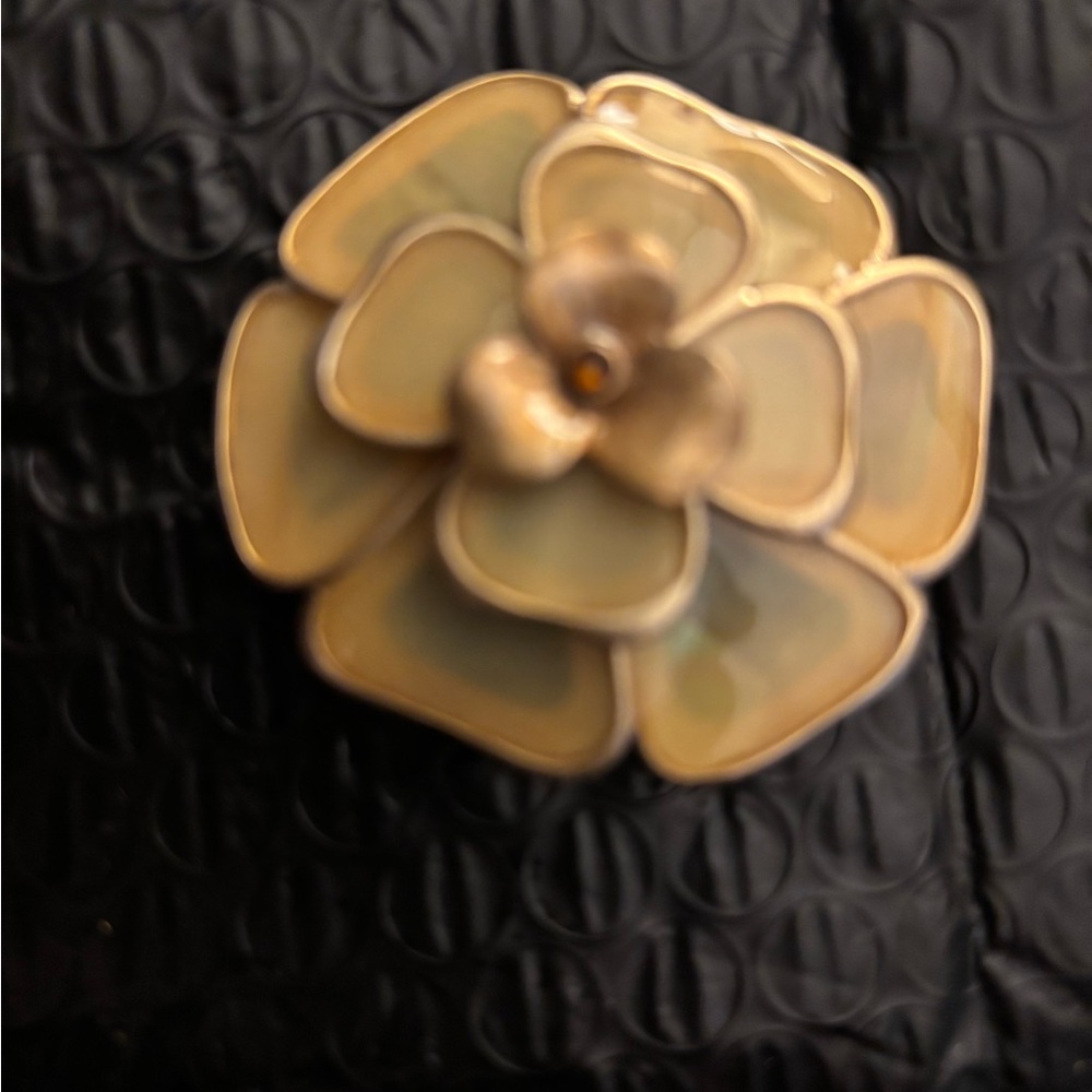 Elegant Floral Brooch in Gold and Cream